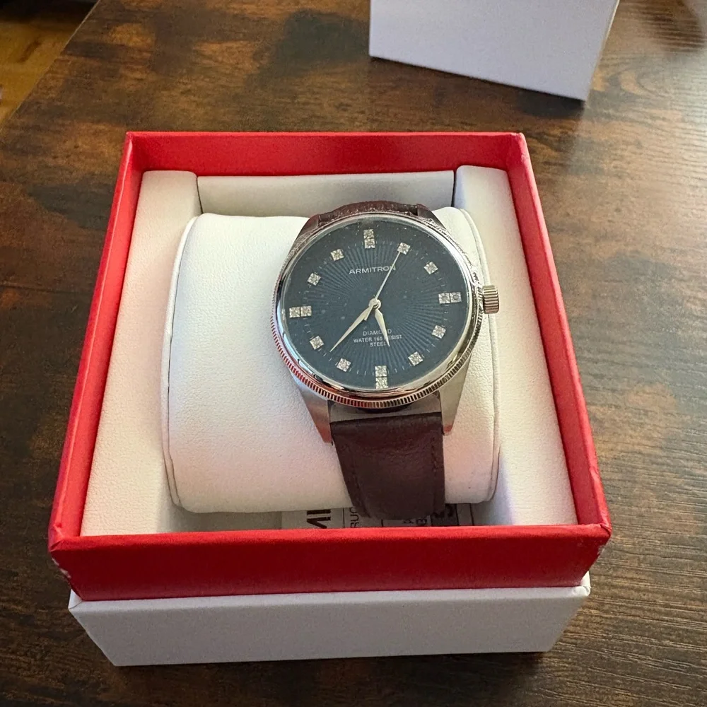 ✨ Armitron Knox™ 40mm Diamond Accent Watch – Navy/Silver/Brown (New in Box)